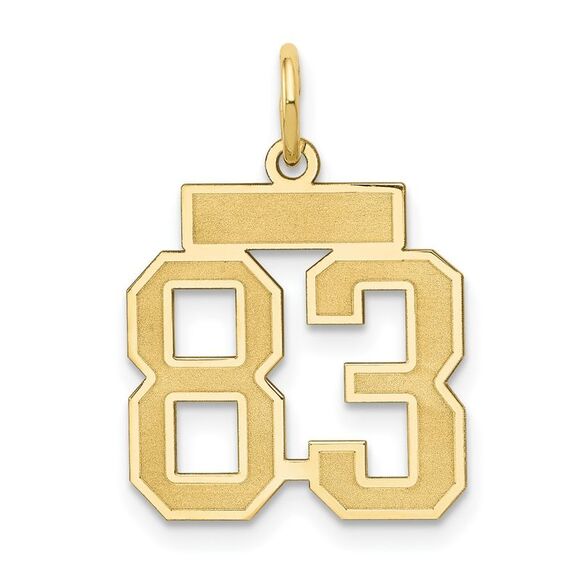 14k Yellow Gold, Jersey Collection, Small Number 83 Pendant